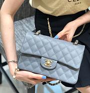 Chanel Light Blue Quilted Caviar 25 Classic Double Flap Gold Hardware Bag - 1