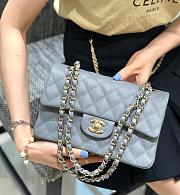 Chanel Light Blue Quilted Caviar 25 Classic Double Flap Gold Hardware Bag - 3