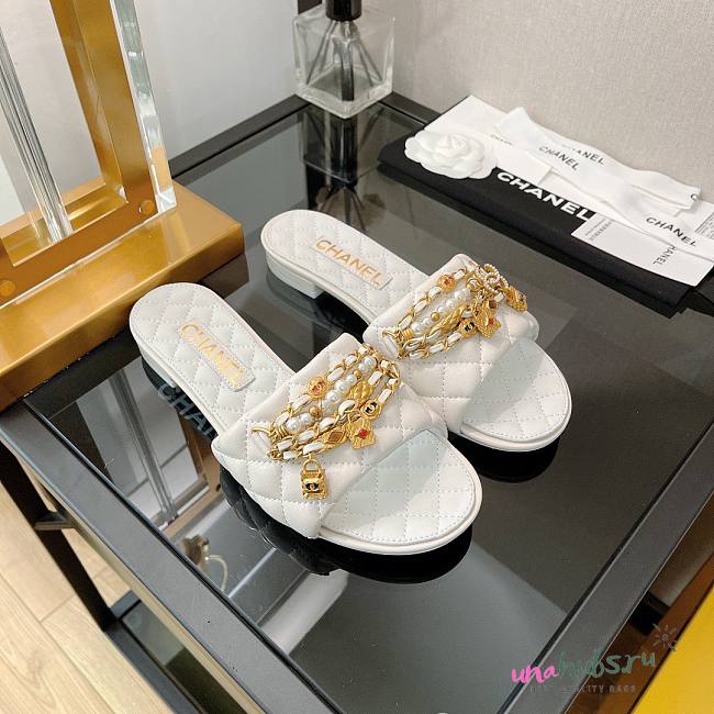 Chanel white gold charms sandals  - 1