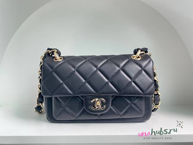 Chanel 21K CF classic black lambskin gold hardware bag  - 1