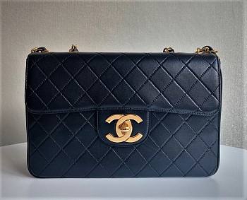 Chanel CF flapbag black lambskin 24k gold hardware large bag