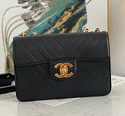 Chanel CF flapbag black V 24k gold hardware large bag - 1