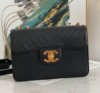 Chanel CF flapbag black V 24k gold hardware large bag