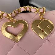 Chanel heart chain pink lambskin bag - 2