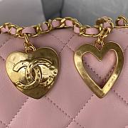 Chanel heart chain pink lambskin bag - 6