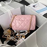 Chanel heart chain pink lambskin bag - 5