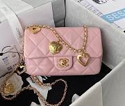 Chanel heart chain pink lambskin bag - 1