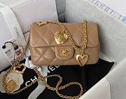 Chanel heart chain brown lambskin bag - 1