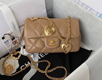 Chanel heart chain brown lambskin bag