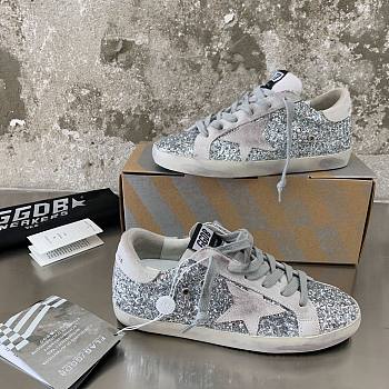 Golden Goose Super-Star all silver glittery sneakers