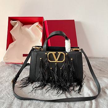 Valentino Vlogo Small leather with feathers bag
