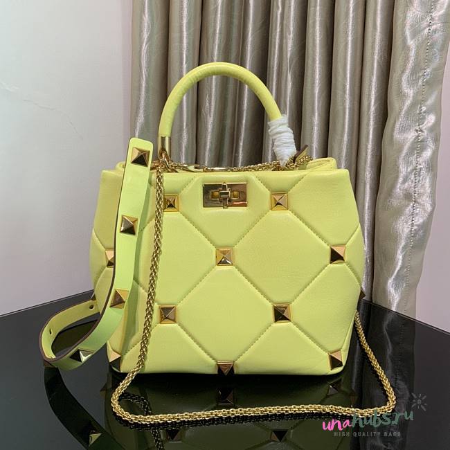 Valentino small Roman Stud Yellow Nappa Leather Bag - 1