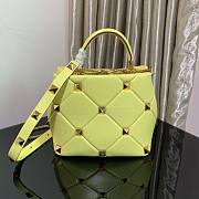 Valentino small Roman Stud Yellow Nappa Leather Bag - 3