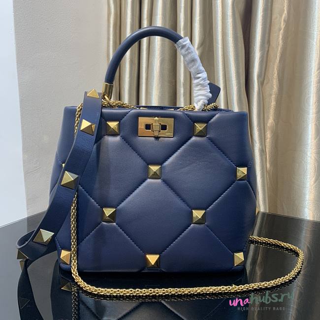 Valentino small Roman Stud Blue Nappa Leather Bag - 1