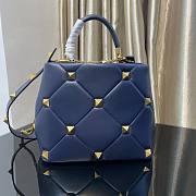 Valentino small Roman Stud Blue Nappa Leather Bag - 4