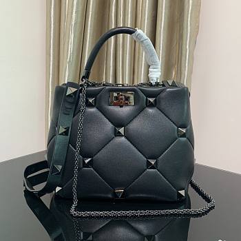 Valentino small Roman Stud All Black Nappa Leather Bag