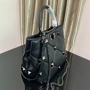 Valentino small Roman Stud All Black Nappa Leather Bag - 6