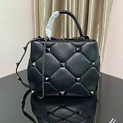 Valentino small Roman Stud All Black Nappa Leather Bag - 2