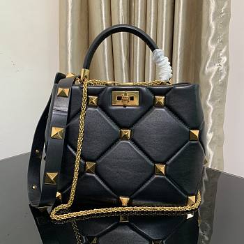 Valentino small Roman Stud Black Nappa Leather Bag