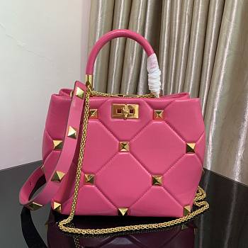 Valentino small Roman Stud Pink Nappa Leather Bag
