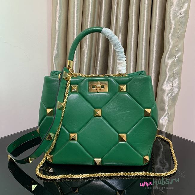 Valentino small Roman Stud Green Nappa Leather Bag - 1