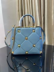 Valentino small Roman Stud Light Blue Nappa Leather Bag - 4