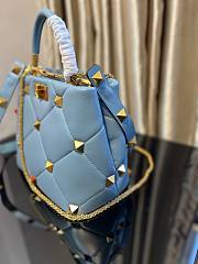 Valentino small Roman Stud Light Blue Nappa Leather Bag - 5