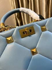 Valentino small Roman Stud Light Blue Nappa Leather Bag - 6