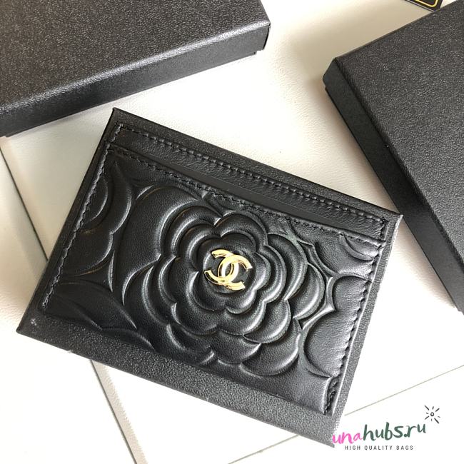 Chanel black rose card holder - 1