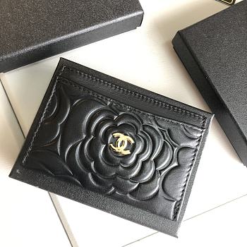 Chanel black rose card holder