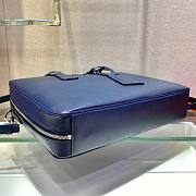 Prada Briefcase Saffiano Blue Leather Work Bag - 5