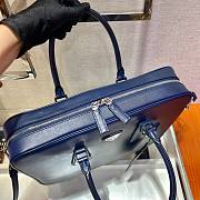 Prada Briefcase Saffiano Blue Leather Work Bag - 4