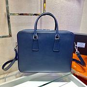 Prada Briefcase Saffiano Blue Leather Work Bag - 2