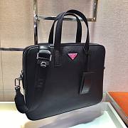 Prada Briefcase Saffiano Black Leather Work Bag - 4