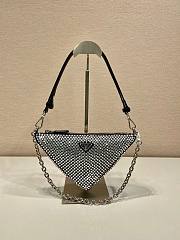 PRADA Crystal-embellished satin black shoulder bag - 1