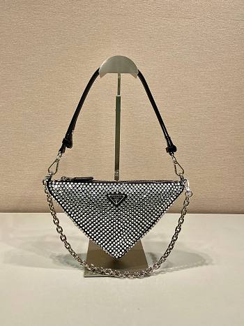 PRADA Crystal-embellished satin black shoulder bag