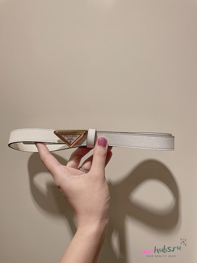 Prada Saffiano white logo belt 2.0cm - 1