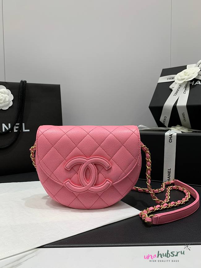 Chanel mini messenger 2023 pink CC caviar leather bag - 1