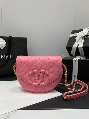 Chanel mini messenger 2023 pink CC caviar leather bag
