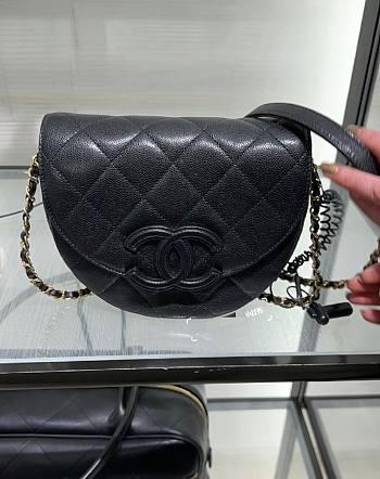 Chanel mini messenger 2023 black CC caviar leather bag