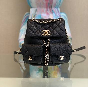 Chanel 23P caviar leather 2 pockets backpack