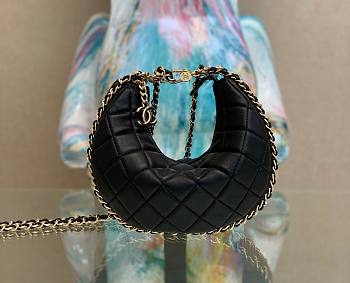 Chanel black lambskin pouch with chain bag