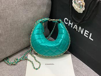Chanel blue lambskin pouch with chain bag