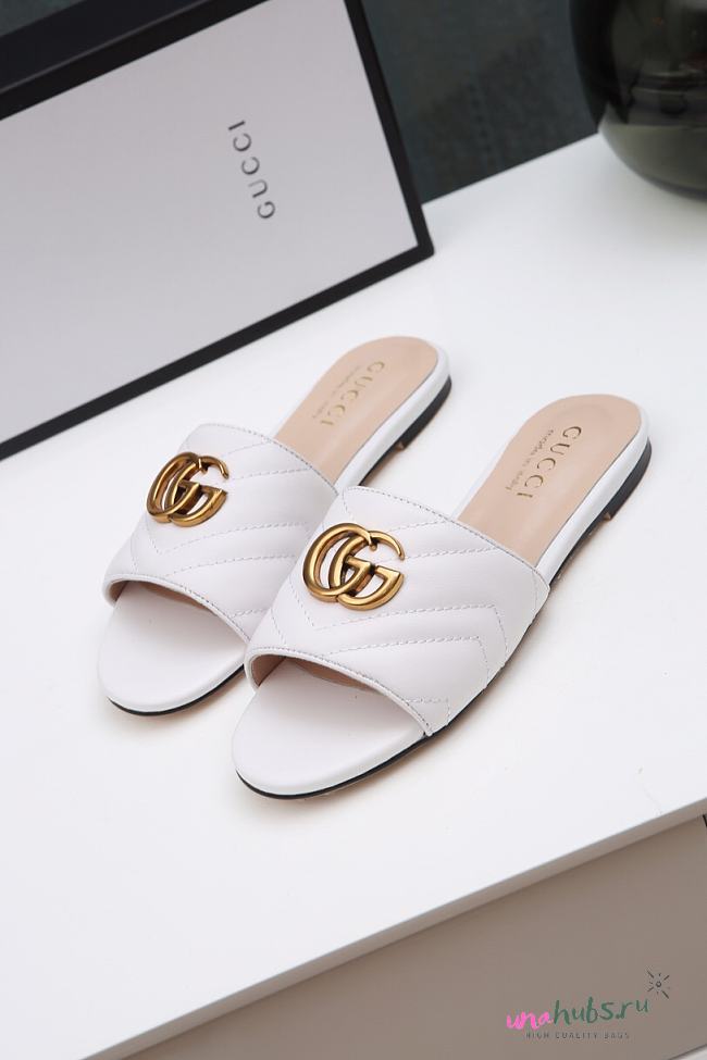 Gucci GG matelasse white slide sandal - 1