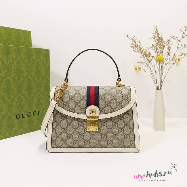 Gucci Ophidia small white gg top handle bag - 1