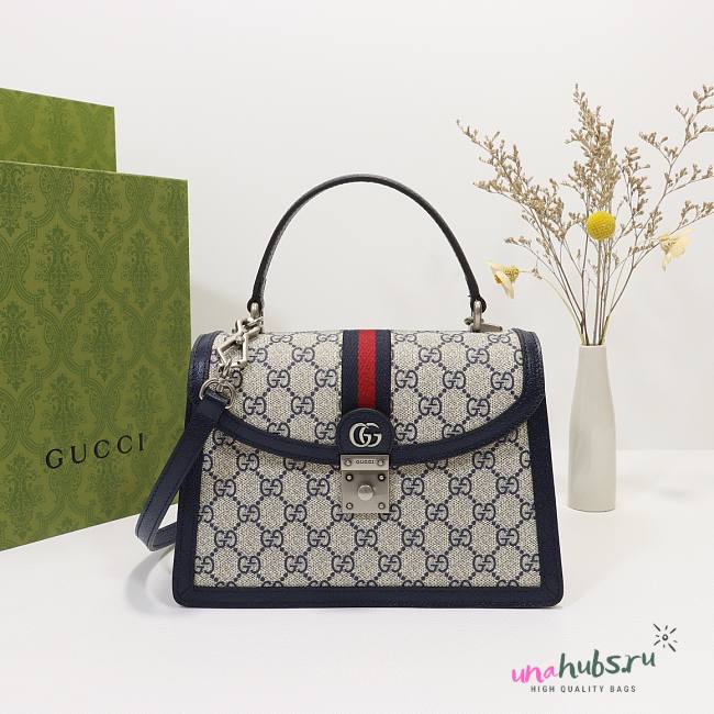 Gucci Ophidia small dark blue top handle bag - 1