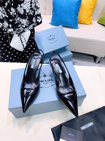 Prada black leather slingback heel 7.5cm