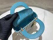 Lady Dior Mini Azure Blue Honeycomb Rhinestones Embroidery Bag - 4