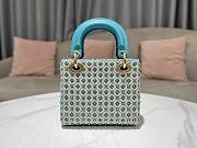 Lady Dior Mini Azure Blue Honeycomb Rhinestones Embroidery Bag - 5