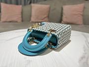 Lady Dior Mini Azure Blue Honeycomb Rhinestones Embroidery Bag - 6